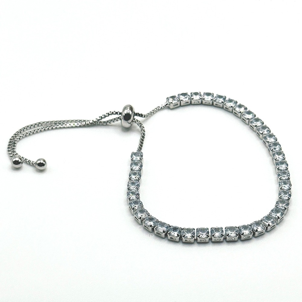 Tennis Bracelet Made with Swarovski Crystals Silver Overlay Adjustable Slider